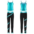 thumbnail image 5 of Manyakai Kids Hip Hop Outfit Girls Spaghetti Strap Camisole Underwear with Sparkly Rhinestones Pants Blue Green 14, 5 of 6