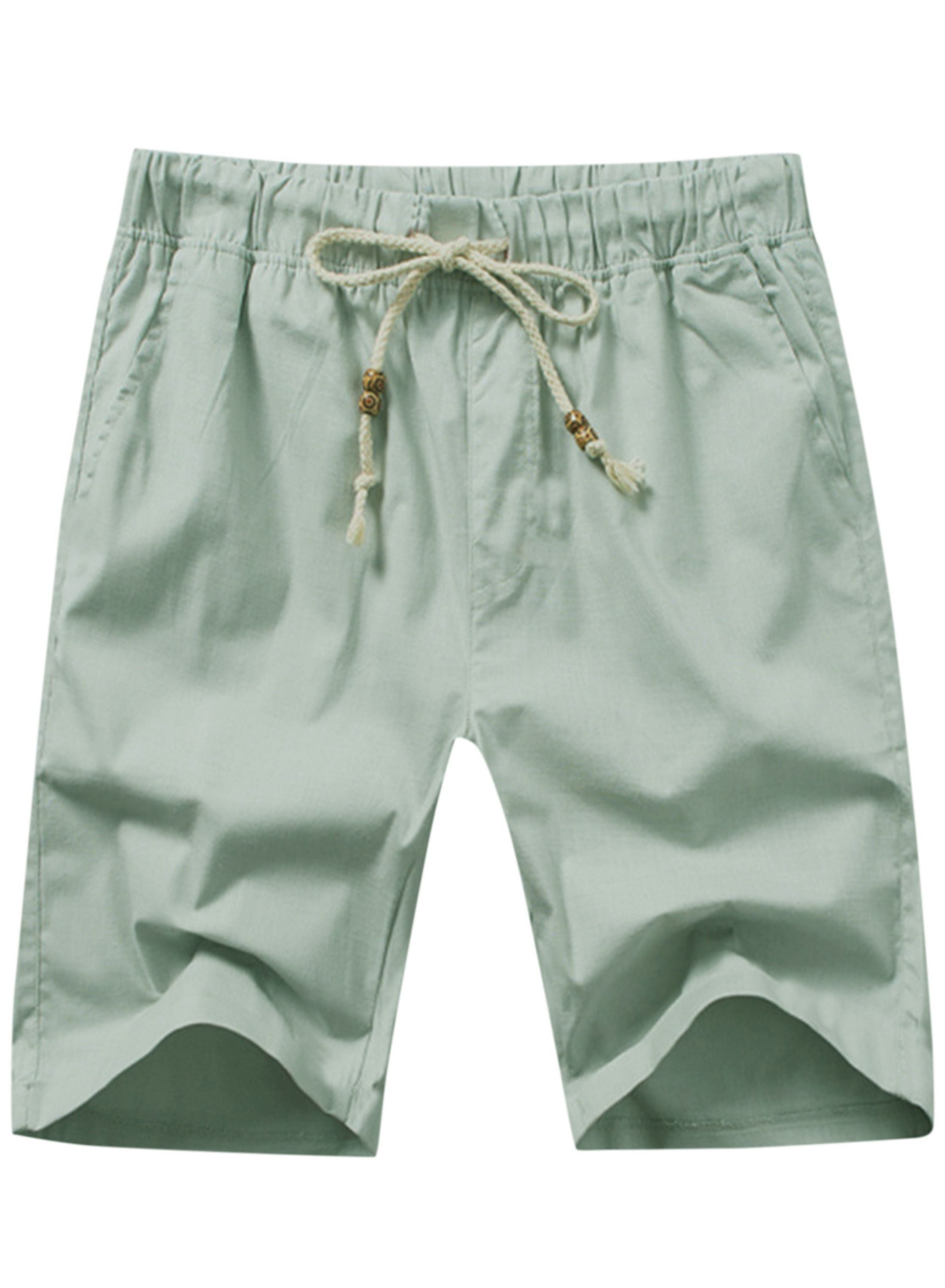 Ginsiom Mens Linen Shorts Casual Fit Summer Beach Shorts with ...