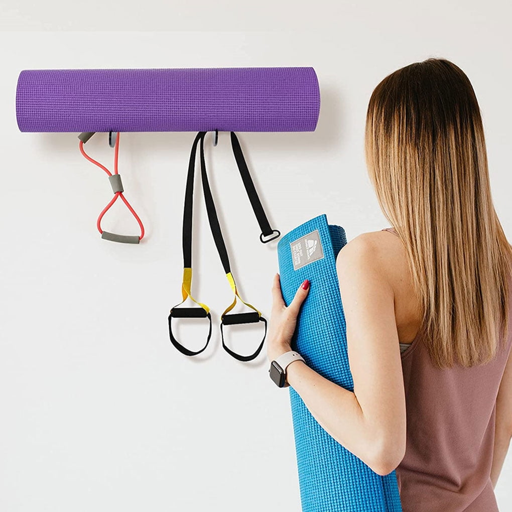 mmirethe 2pcs Acrylic Wall Mounted Yoga Pad Organizer Mat Clean And Safe Of Acrylic Materials Helps Yoga Mat black 1Set