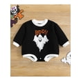 thumbnail image 2 of Hirigin Baby Halloween Romper, Long Sleeve Round Neck Ghost Print Bodysuit, 2 of 9