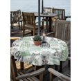 thumbnail image 3 of Round Outdoor Tablecloth With Umbrella Hole And Zipper– Sage Green Farmhouse Plaid Waterproof Patio Table Cover for Party, Picnic, Backyard, 50" Dia. , Summer Gnome Eucalyptus Leaves, 3 of 8
