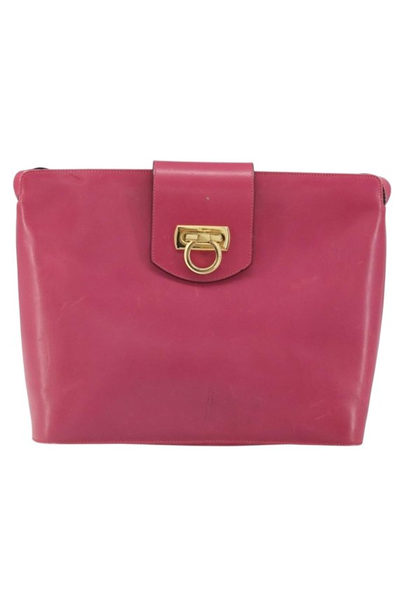 Pre-Owned Salvatore Ferragamo Gancini Shoulder Bag Leather Pink Leather Shoulder Bag Bag