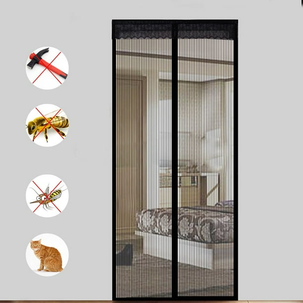 Magic Mesh 83 In X 75 In Bi Parting Retractable Black Finished Plastic Screen Door Double Mm351106 The Home Depot