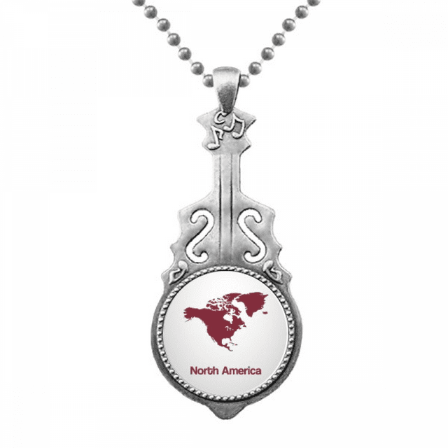 North America Continent Outline Map Pendant Jewelry Music Guitar Torque Hangtag