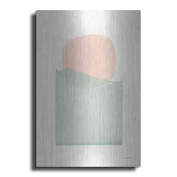 Luxe Metal Art 'Buoyant Pink And Green' by Mike Schick, Metal Wall Art, 24"x36"