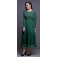 thumbnail image 3 of Bimba Leaves Women Long Sleeve SmockedÂ&nbsp;DressÂ&nbsp;Round Neck Ruffle Summer Maxi-XXX-Large, 3 of 5