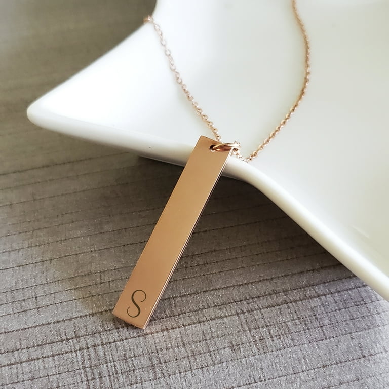 Rose gold vertical bar necklace personalized store