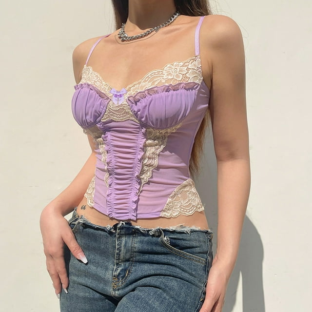 Under 10,Retro Camisole Shapewear, Backless Lace Waist, Solid Color, Women's Undergarment, Body Shaping, Compression Garment Trendy Essentials|100%Polyester,Purple,Sopatenor