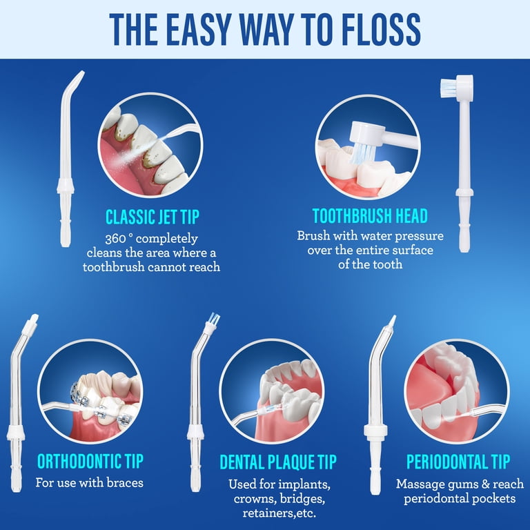 Equate Premium Countertop Water Dental Flosser, 6 Tips photo 7