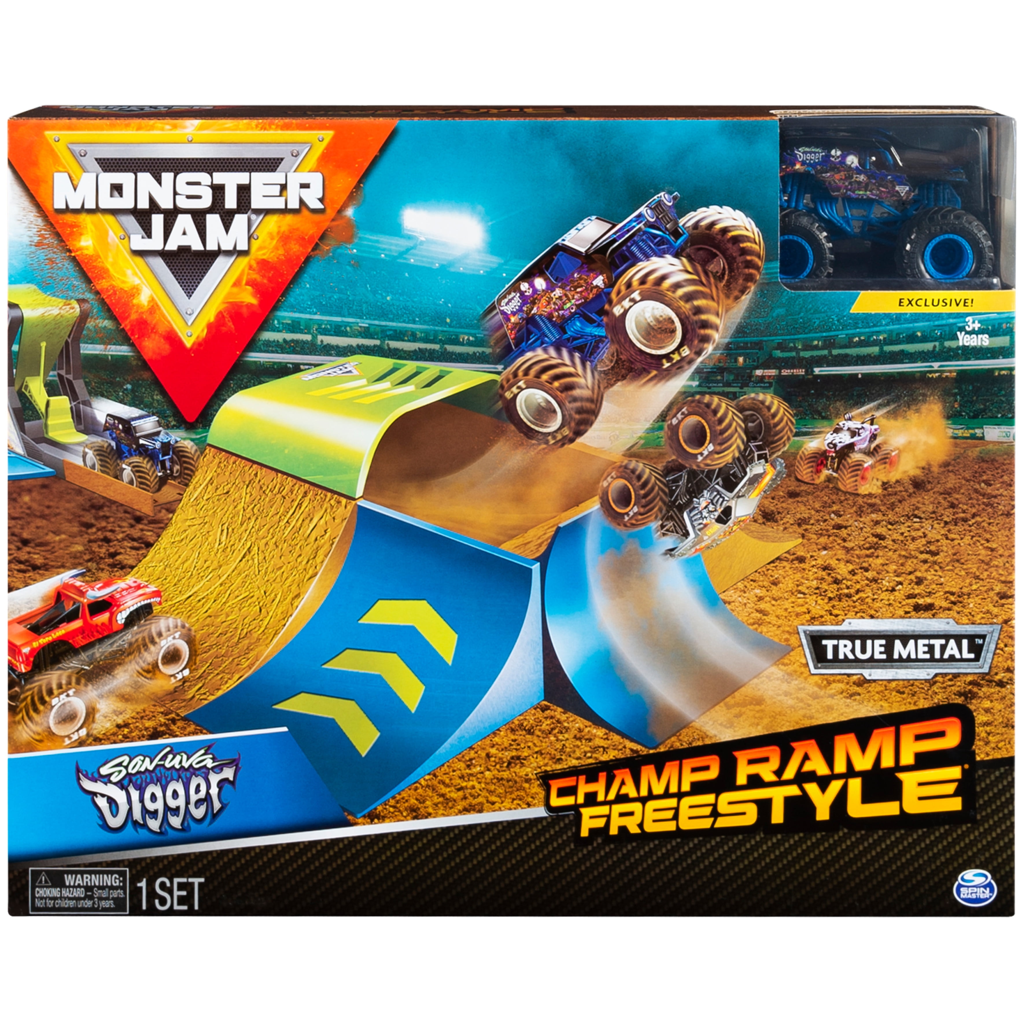 Monster Jam, Official Champ Ramp Freestyle Playset Featuring Exclusive 1:64  Scale Die-Cast Son-uva Digger Monster Truck