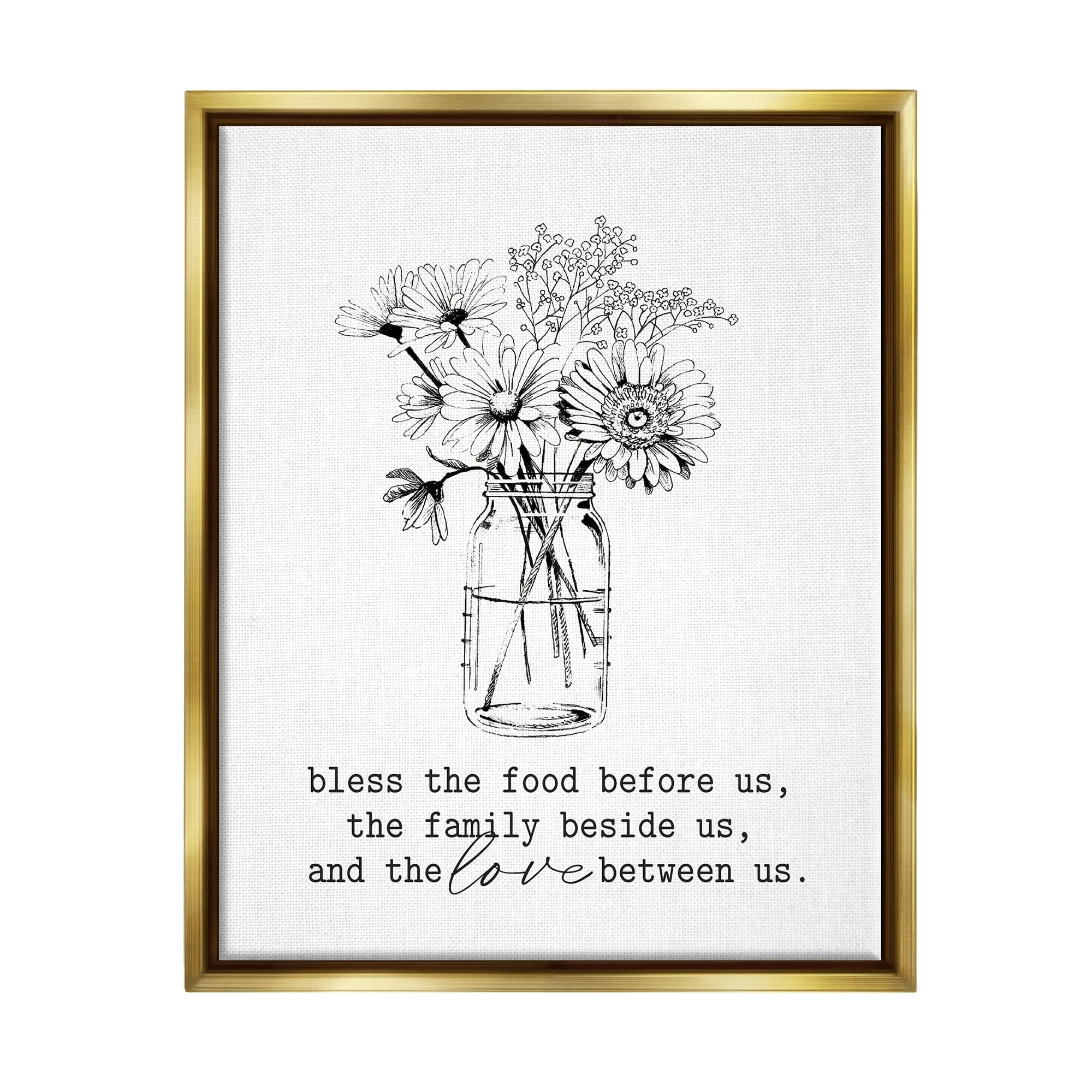 Stupell Industries Rustic Jar Bouquet Casual Uplifting Family Quote Graphic Art Metallic Gold Floating Framed Canvas Print Wall Art, Design by Lettered and Lined