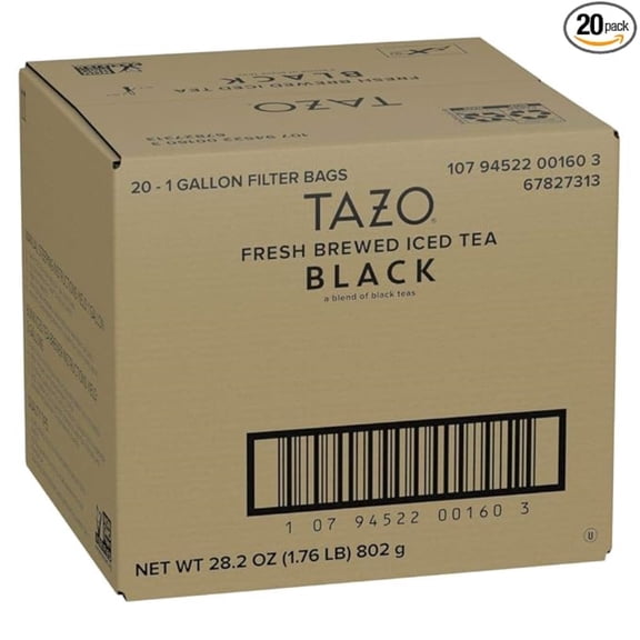 TAZO Fresh Brewed Black Iced Tea, Unsweetened, Makes 1 Gallon (Pack of 20)