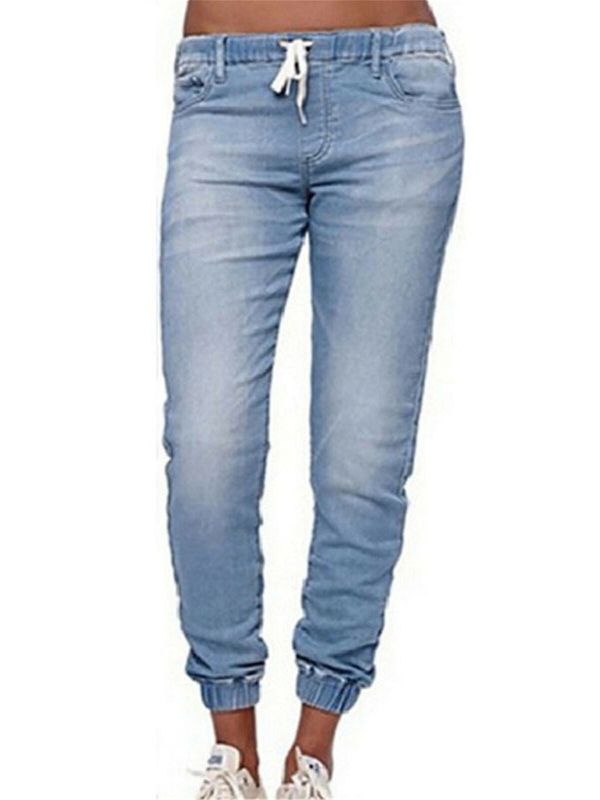 red jean joggers