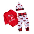 thumbnail image 3 of Guardurnaity Ropa de bebé Traje Navidad Niño Manga larga Top Romper Top Romper Pantalones Sombrero Gorra conjuntos de ropa Rojo 100cm, 3 of 6