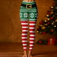 thumbnail image 2 of Christmas Leggings for Women High Waisted Santa Claus Print Ankle Length Seasonal Printed Leggings Soft Brushed Pants, 2 of 4