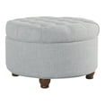 thumbnail image 1 of HomePop Grand Pouf de Rangement Rond Capitonné à Gros Boutons, Bleu Pâle, 1 of 8
