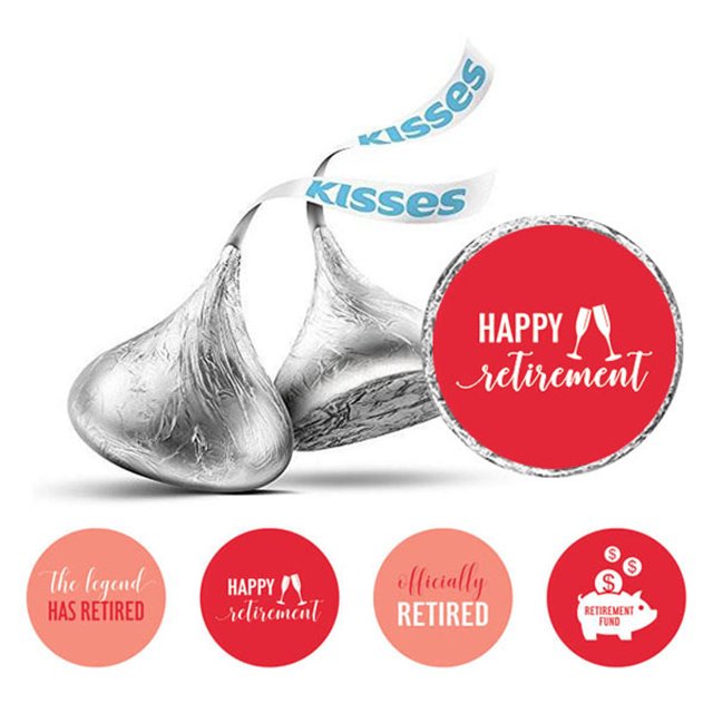 Darling Souvenir 190 Pcs Retirement Party Favor Stickers chocolate Candy Labels-Red & Peach
