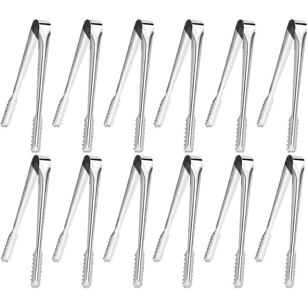 12 piezas Pinzas para caramelos, pinzas para azúcar glas, pinzas de acero inoxidable, para helado