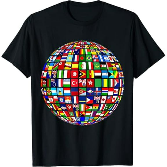 Premium model-Unisex-100% cotton-International world flags and world map for children T-Shirt