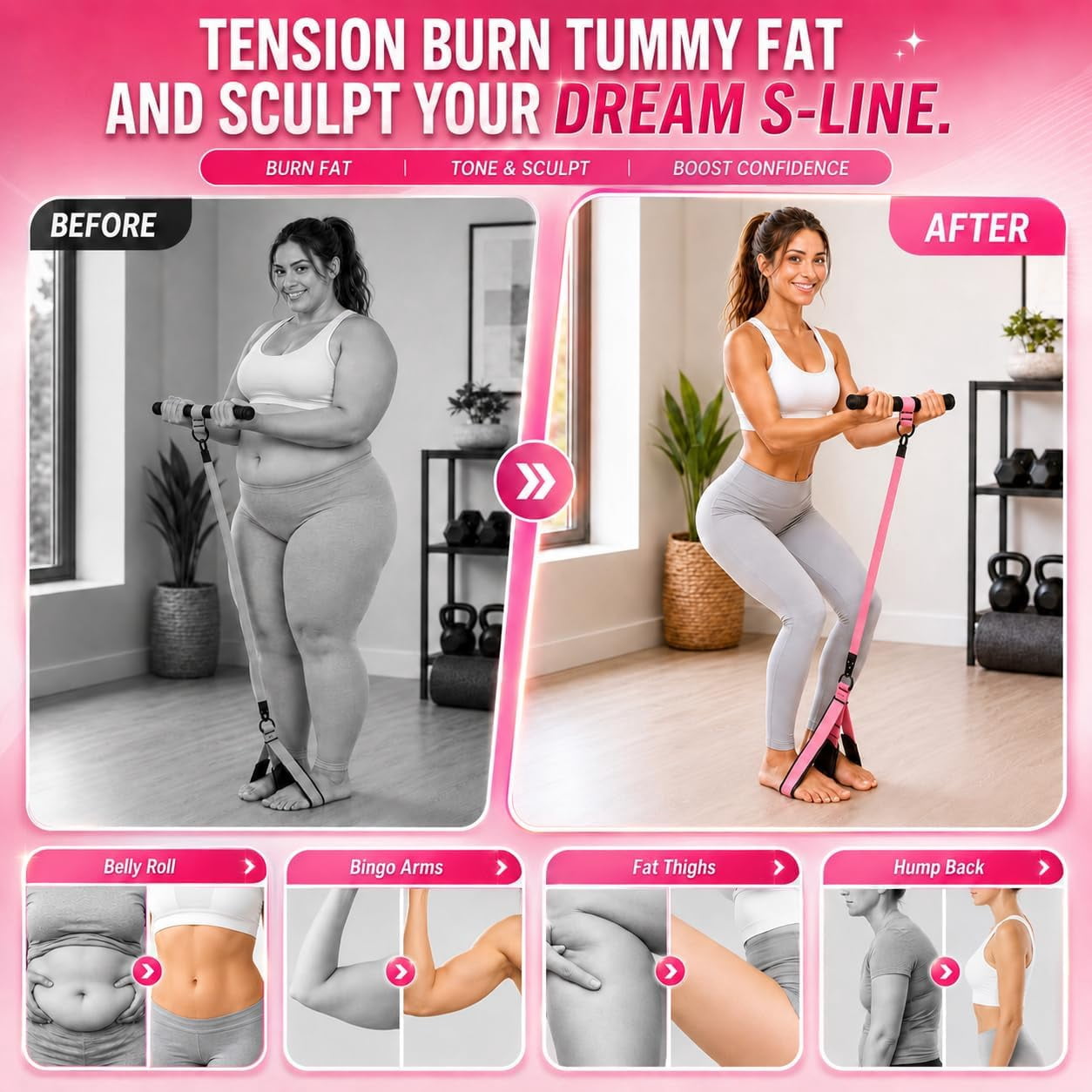 Multifunction Pedal Resistance Band with Handles, 4 Bands Set (30/30/30/40LB) Adjustable Full Body Workout Equipment for Home Gym