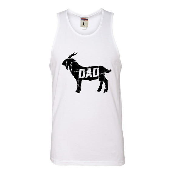Adult GOAT Dad Greatest Of All Time Funny Father's Day Sleeveless Tank Top Cotton T-Shirt