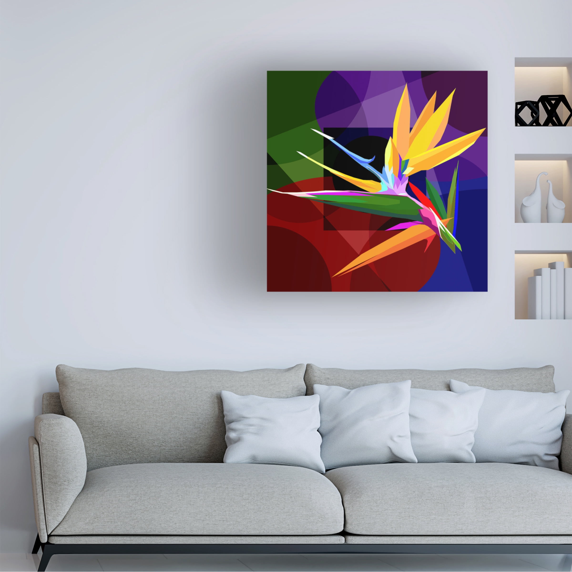 Canvas Wall Art - Surapol Pansanit 'Bird Of Paradise 1' Wall Art for Living Room, Bedroom, or Office DÃ©cor by Trademark Fine Art - 14 x 14 Inches