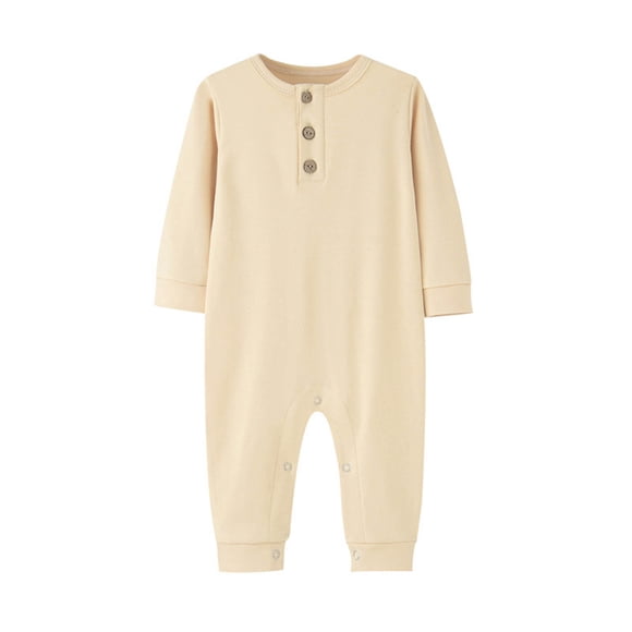Baby Deals!EQWLJWE 3-12 Months Newborn Summer Baby Boy Girl Rompers Bodysuit Jumpsuit Playsuit One Piece Outfit Clothes,Summer Long Sleeve Rompers Infant Cotton Overall Toddler Buyyon Front