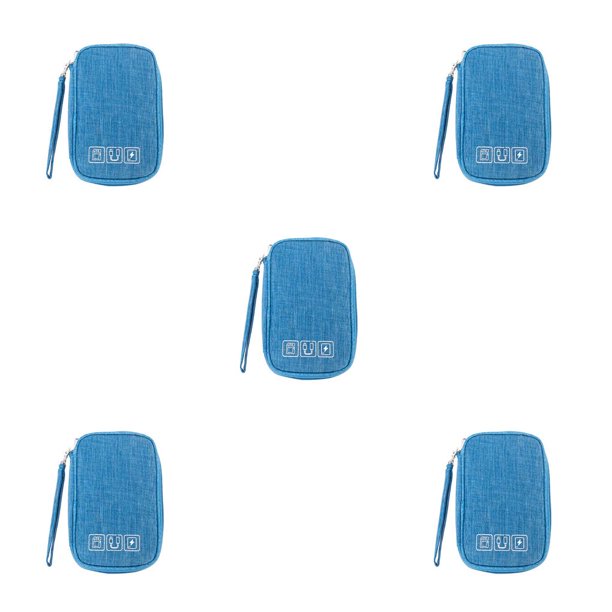 Jumpingount Cable de carga Bolsa de almacenamiento Impermeable Teléfono móvil PC Cable Organizador Auriculares Cremallera Bolsa Oficina Escuela Regalos Azul 5piezas Jumpingount CBP226056