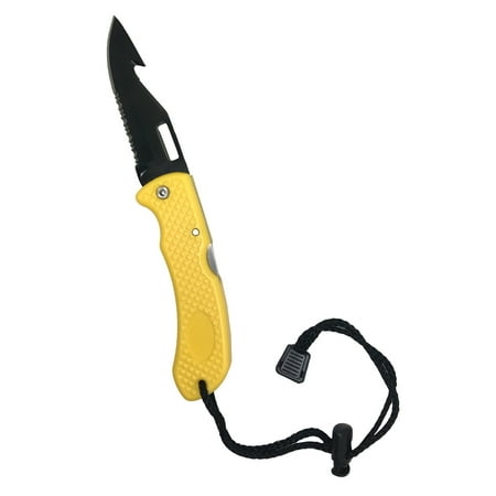 Scuba Choice Foldable Low Volume Black Blade Point Tip BCD Knife  Yellow