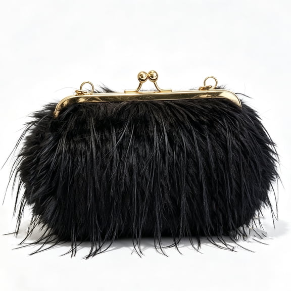 REMANLAND Women's Satin Evening Clutch Bag, Black