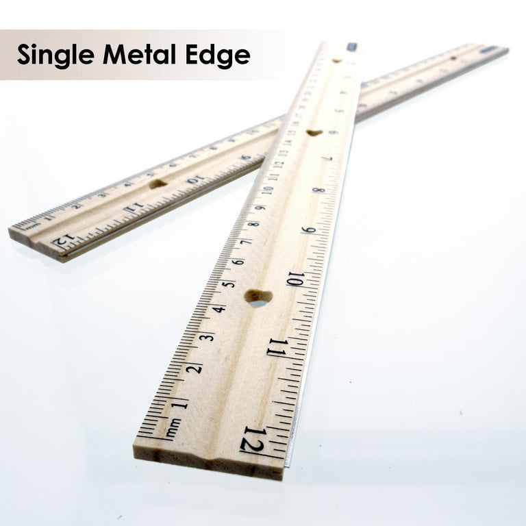 Wooden Ruler 12 (30Cm), Singel Metal Edge, Inches Centimeter