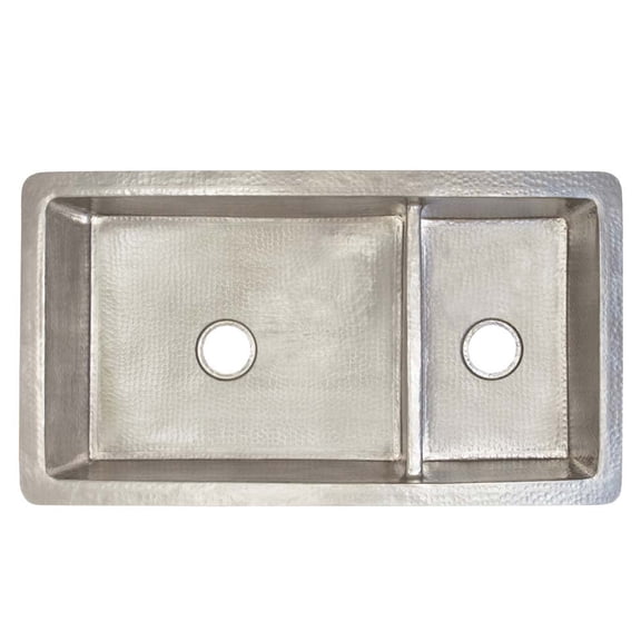Native Trails CPK577 Cocina Duet 40" Undermount Double Basin Copper Kitchen Sink - Nickel