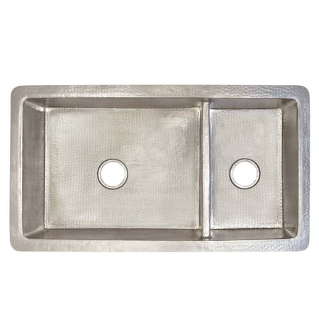 Native Trails Cpk77 Cocina Duet 40 Undermount Double Basin Copper Kitchen Sink - Nickel