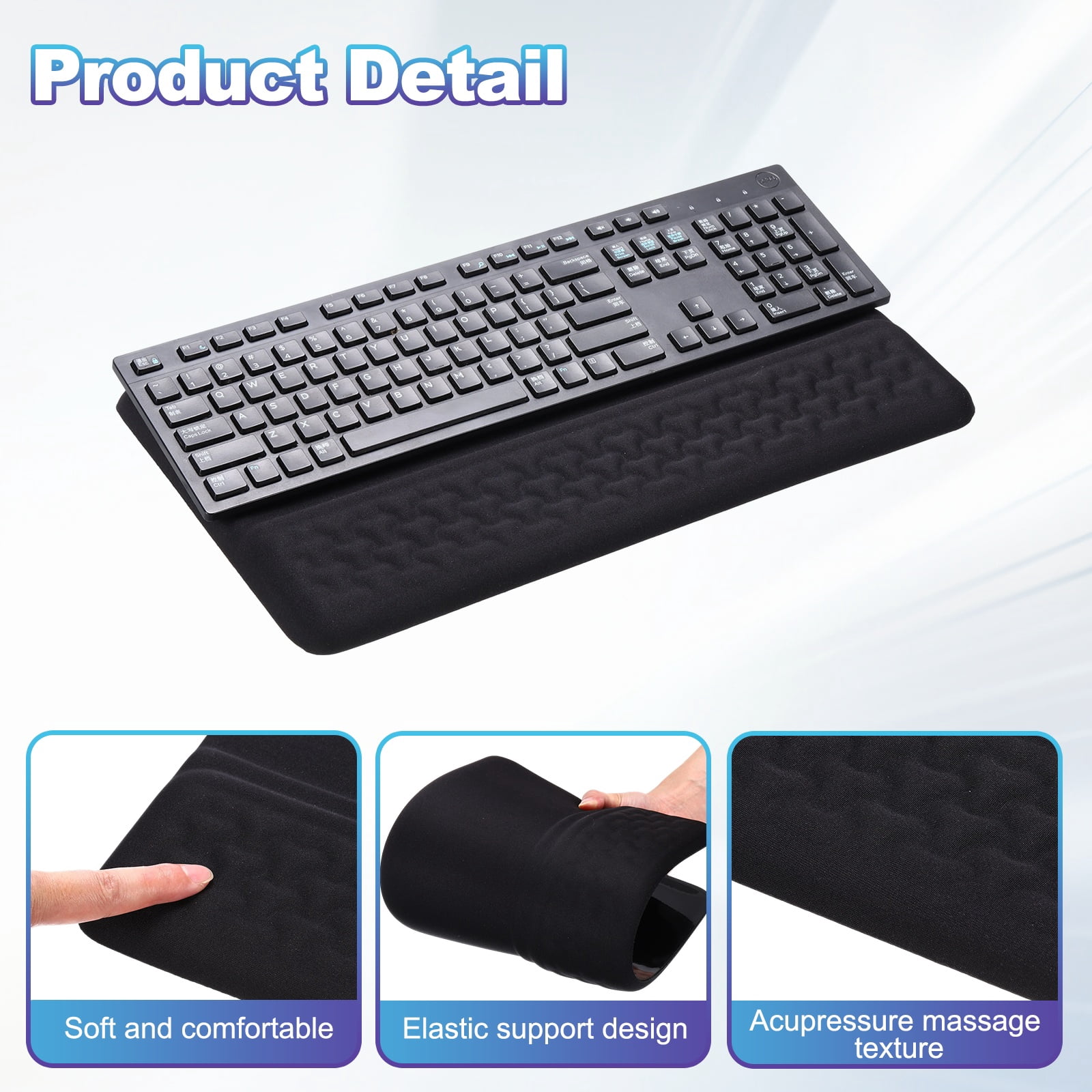 Uxcell Computer Keyboard Stand with Wrist Rest, Computer Wrist Support Pad, Keyboard Stand Riser Holder Pad for Office Desk Gaming Home, Black