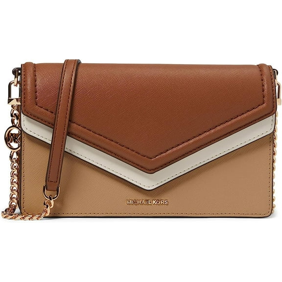 Michael Kors Jet Set Large Double Flap Envelope Crossbody Camel Multi One Size