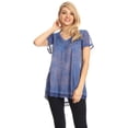 thumbnail image 5 of Sakkas Hope Embroidery And Seqiun Accents Summer Blouse - Blue - One Size Regular, 5 of 5