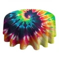 thumbnail image 4 of Colorful Tie Dye Pattern Round Tablecloth 60"x60",Wrinkle Wipeable Table Cloth for Kitchen Dining Room Picnic Patio Party, 4 of 6