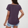 thumbnail image 4 of WCMZJ Women's V Neck Button Down T Shirts Summer Casual Short Sleeve Tops Loose Fit Tees 2025 Purple XL, 4 of 8