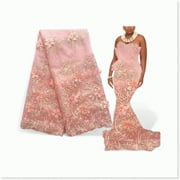Peachy 3D Applique Nigerian French Lace - 5 Yards of Embroidered Net Lace Fabric for 2023 - Elegant and Exquisite LF403