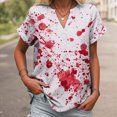 thumbnail image 2 of Towmus Halloween Clothes for Women Plus Size Casual V Neck Funny Tops Print Short Sleeve T-Shirt, 2 of 6