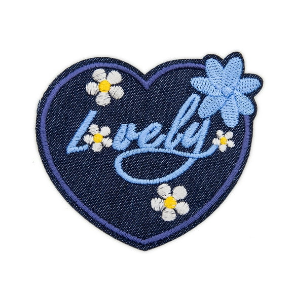 20pc Computerized Embroidery Cloth Iron on/Sew on Patches Costume Accessories Appliques Medium Blue Heart Pattern 70x83mm