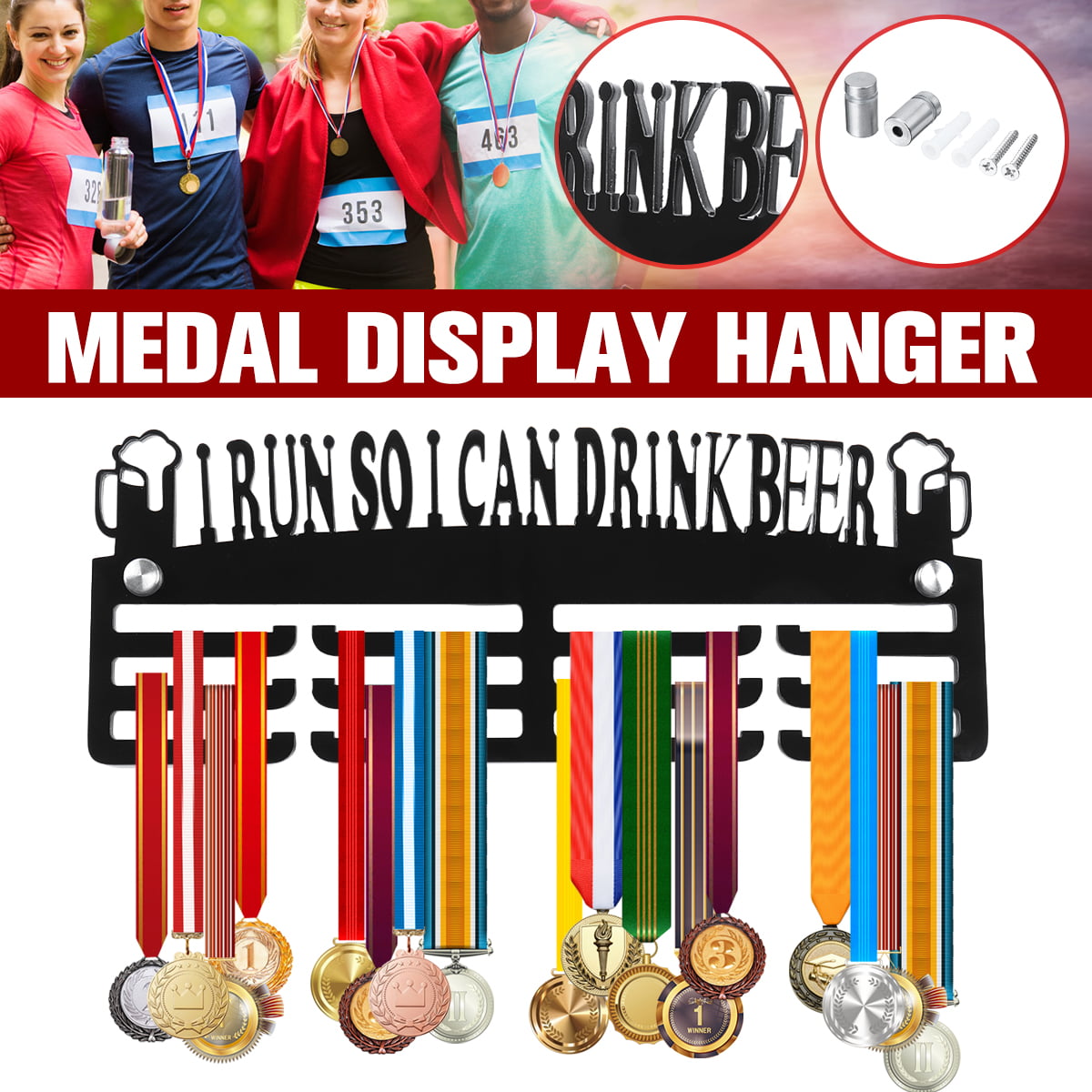 Thick Acrylic 3 Tier 5mm GO DADDY GO male runner Medal Hanger 