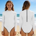 thumbnail image 2 of Swimsuit for Girls, Long Sleeve One Piece Rashguard, Solid Color Beach Vacation Swimsuit for Kids 2-13 Years, 2 of 7
