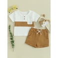 thumbnail image 3 of Musuos Toddler Boys Shorts Sets 6 12 18 24M 3Y Short Sleeve Contrast Color Tops and Solid Color Shorts Sets Casual Summer Outfits, 3 of 10