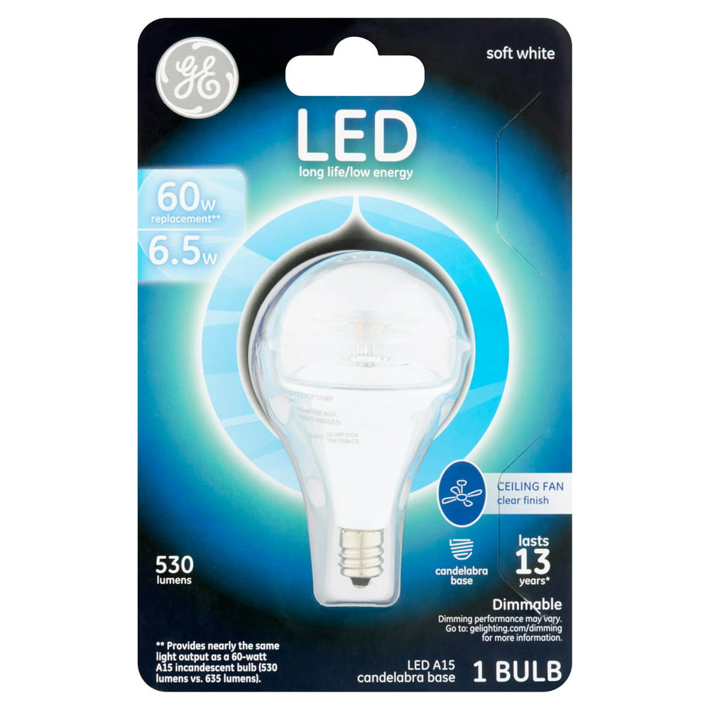 GE LED 6.5W Small Base Soft White A15 Ceiling Fan Bulb 1pk - Walmart