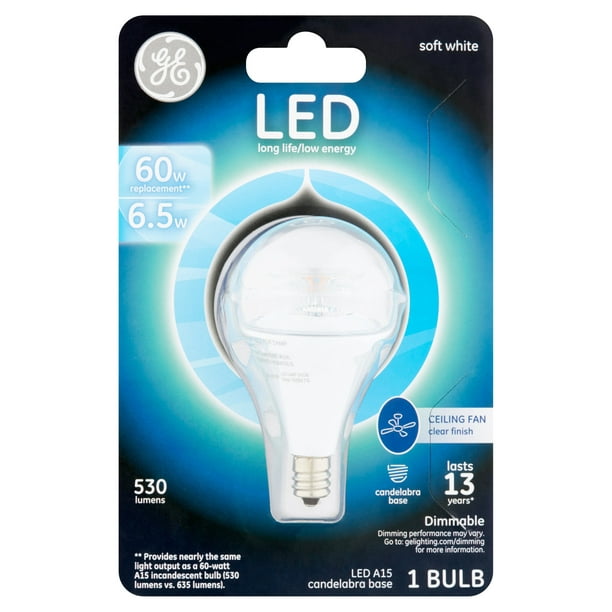 GE LED 6.5W Small Base Soft White A15 Ceiling Fan Bulb 1pk