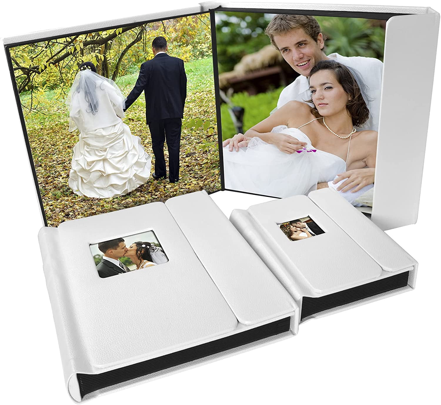 Mini Hochzeits-Fotoalbum 6,3x8,9cm - Schwarzes Kunstleder Für 10 Fotos