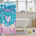 thumbnail image 3 of Pink Mermaid Tail Bathroom Waterproof Accessories with 12 Hooks Mermaid Shower Curtain for Kids Women Girls Ocean Fish Scales Fabric Shower Curtain Rainbow Sea Animal Curtains,72x72 Inches, 3 of 6
