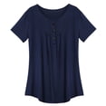 thumbnail image 4 of Timegard Summer Tops for Women Round Neck Ruched Comfy Short Sleeve Tee Shirts Casual Solid Color Tops, 4 of 4