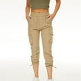 thumbnail image 2 of Lmnyox High Waist Capris for Women Elastic Waist Drawstring Pants Summer Casual Athletic cropped pants, 2 of 6